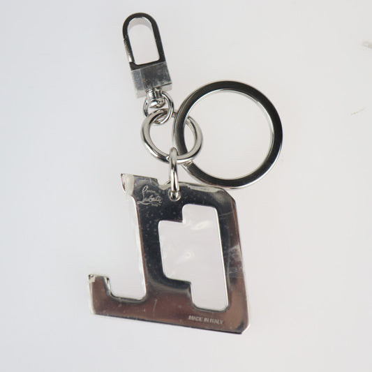 超美品 Christian Louboutin クリスチャンルブタン HAPPY RUI ハッピー ルイ キーホルダー 3225169 メタル シルバー ライラック スモーク キーリング バッグチャーム