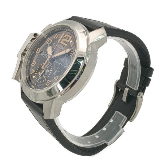 新品未使用展示品 GRAHAM グラハム 腕時計 クロノファイター オーバーサイズ 2CCAS.B32A シルバー ブラック ベージュ系 ステンレス レザー メンズ 自動巻き 裏スケ デイデイト