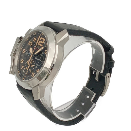 新古未使用展示品 GRAHAM グラハム 腕時計 クロノファイター オーバーサイズ 2CCAS.B32A シルバー ブラック ベージュ系 ステンレス レザー メンズ 自動巻き 裏スケ デイデイト