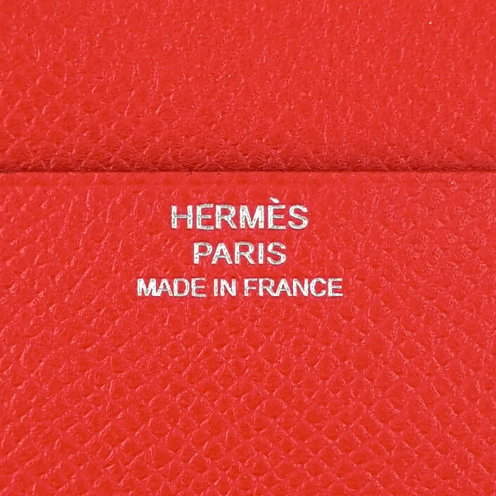超美品 HERMES エルメス 小銭入れ カードケース IN THE LOOP MINI インザループミニ コインケース H077700CJAB ROUGE DE COEUR レッド系 マルチカラー シルバー金具 ヴォーエプソン レディース 二つ折り