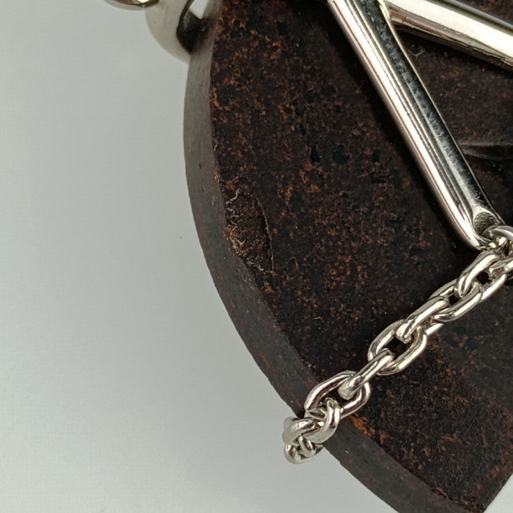 美品 HERMES エルメス ネックレス シュヴァル アクセサリー H077350FP01 シルバー ブラウン系 メタル ヴェルカニウム ユニセックス ペンダント