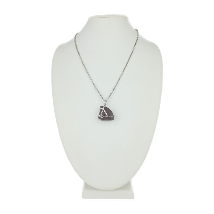 美品 HERMES エルメス ネックレス シュヴァル アクセサリー H077350FP01 シルバー ブラウン系 メタル ヴェルカニウム ユニセックス ペンダント