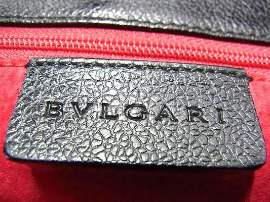 BVLGARI ブルガリ ショルダーバッグ ブラック レザー レディース シルバー金具 美品