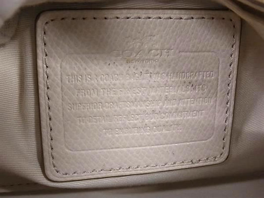 COACH コーチ ハンドバッグ シグネチャー F34605 ベージュ アイボリー PVC×レザー レディース 2WAY 美品