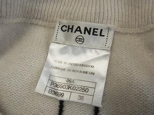 CHANEL シャネル ワンピース ココマーク P36503 アイボリー系 カシミヤ100% レディース 半袖 ニット 超美品