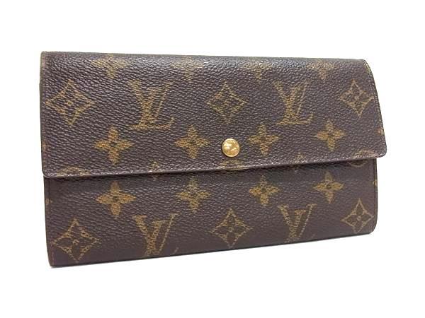 LOUIS VUITTON ルイヴィトン 長財布 モノグラム ポシェット ポルトモネ クレディ M61725 ブラウン系 PVC×レザー ユニセックス ゴールド金具