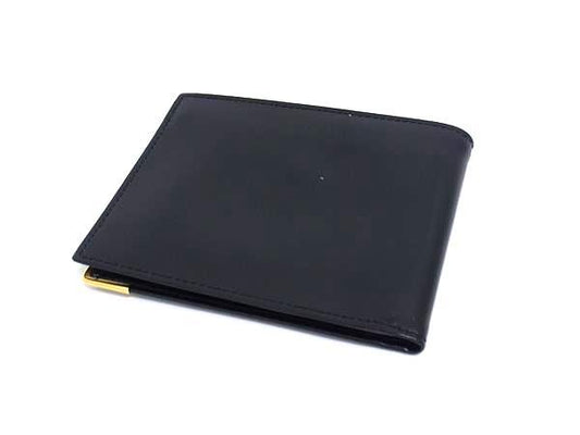 CELINE セリーヌ 財布 マカダム 二つ折り財布 M08 ブラック レザー メンズ ゴールド金具