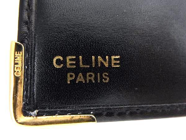 CELINE セリーヌ 財布 マカダム 二つ折り財布 M08 ブラック レザー メンズ ゴールド金具