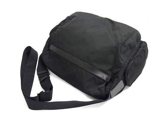 PRADA プラダ ショルダーバッグ メッセンジャーバッグ BT0503 ブラック ナイロン×レザー ユニセックス 三角ロゴプレート 白タグ 超美品