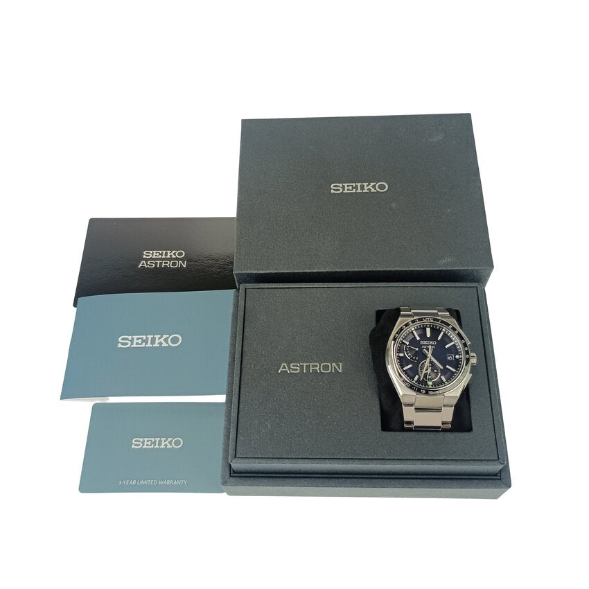 SEIKO セイコー 腕時計 アストロン NEXTER SBXY039 / 8B63-0BB0 シルバー ブラック文字盤 チタン メンズ アナログ ソーラー電波 美品