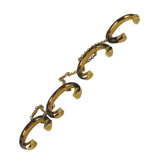 LOUIS VUITTON ルイヴィトン 指輪 セット バーグ ワイルドLV M64689 ブラウン ゴールド モノグラムキャンバス メタル レディース 4連リング 美品