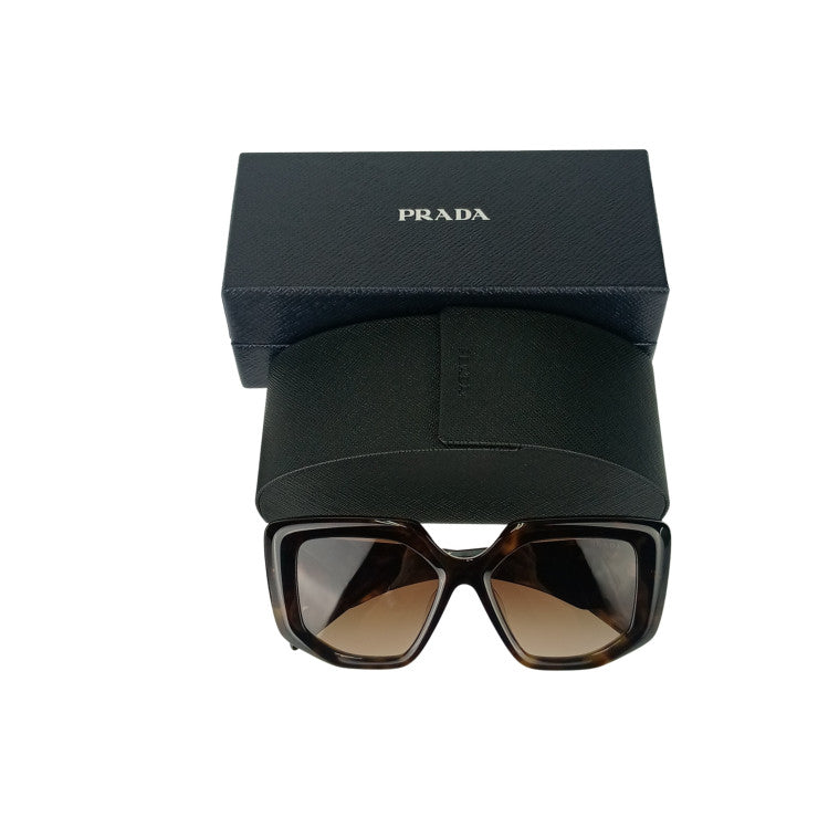 PRADA プラダ アイウェア シンボル ジオメトリック サングラス SPR 14Z-F ブラウン系 アセテート ユニセックス 三角ロゴプレート 超美品
