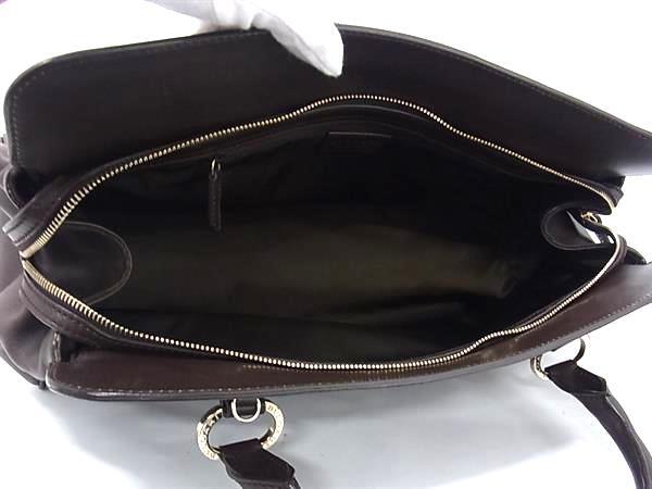 BVLGARI ブルガリ ハンドバッグ テリートート ブラウン系 キャンバス レザー レディース ロゴ 2WAY ゴールド金具 美品