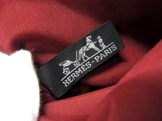 HERMES エルメス ポーチ ボリードポーチPM ボルドー系 コットン100% レディース シルバー金具 美品