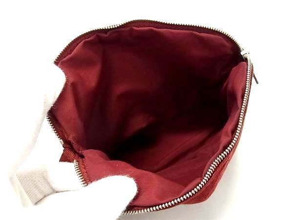HERMES エルメス ポーチ ボリードポーチPM ボルドー系 コットン100% レディース シルバー金具 美品