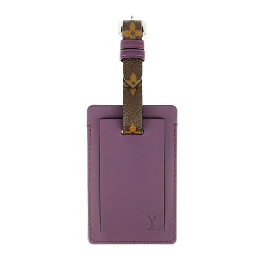 超美品 LOUIS VUITTON ルイ ヴィトン ネームタグ ポルト アドレス ケッチュ - ブラウン パープル モノグラムキャンバス レザー ユニセックス