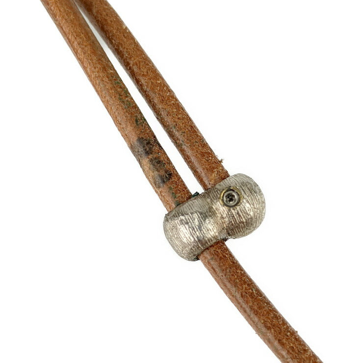 HERMES エルメス チョーカー Bamboo Halter Necklace バンブー ホルター ネックレス - ブラウン シルバー レザー メタル レディース