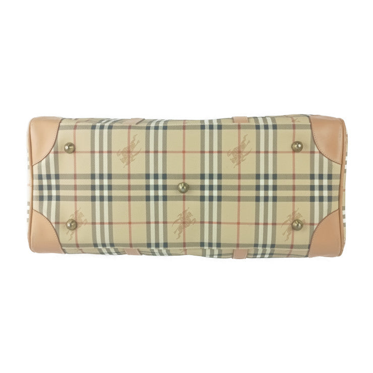 Burberrys バーバリーズ ボストンバッグ ヘイマーケットチェック - ベージュ ゴールド金具 PVC レザー ユニセックス 2WAY ショルダーバッグ 旅行鞄