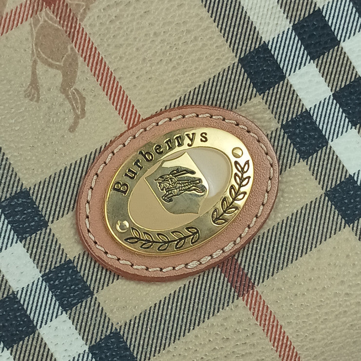 Burberrys バーバリーズ ボストンバッグ ヘイマーケットチェック - ベージュ ゴールド金具 PVC レザー ユニセックス 2WAY ショルダーバッグ 旅行鞄