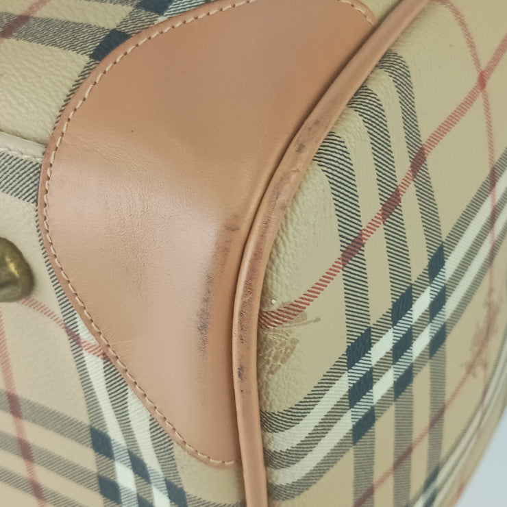 Burberrys バーバリーズ ボストンバッグ ヘイマーケットチェック - ベージュ ゴールド金具 PVC レザー ユニセックス 2WAY ショルダーバッグ 旅行鞄
