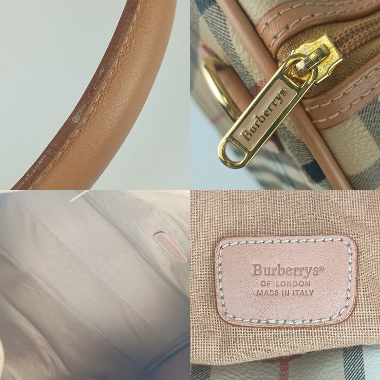 Burberrys バーバリーズ ボストンバッグ ヘイマーケットチェック - ベージュ ゴールド金具 PVC レザー ユニセックス 2WAY ショルダーバッグ 旅行鞄