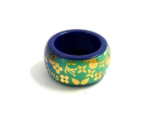 LOUIS VUITTON ヴィトン リング モノグラム バーグ トロピカルカクテル リング M66297 ブルー レジン レディース 美品