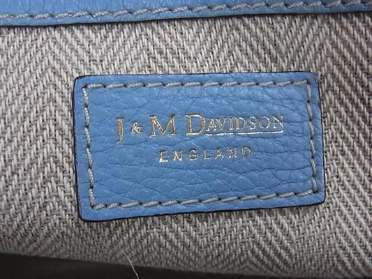 J&M DAVIDSON ジェイアンドエムデヴィッドソン ハンドバッグ MINI MIA - アイボリー ライトブルー キャンバス×レザー レディース ゴールド金具 美品