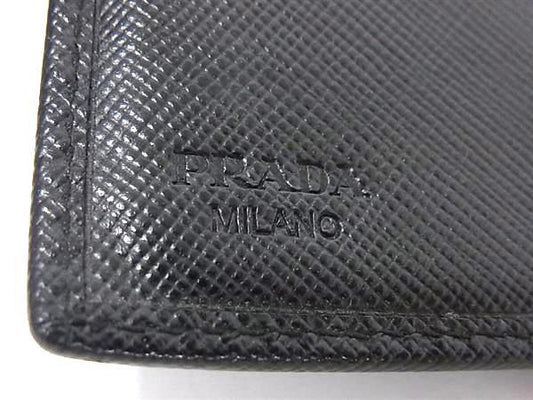 PRADA プラダ 財布 トライアングルロゴ 1M1133 ブラック サフィアーノレザー ユニセックス Wホック 二つ折り長財布 三角ロゴマーク シルバー金具 美品