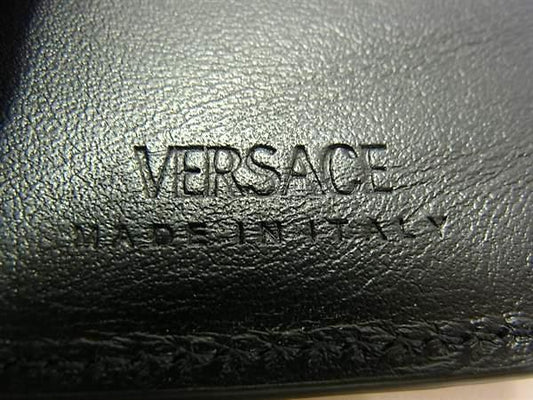 VERSACE ヴェルサーチェ 財布 メデューサ - ブラック レザー ユニセックス 二つ折り長財布 ゴールド金具 美品