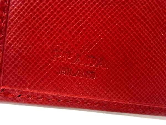 PRADA プラダ 財布 三つ折り財布 レッド サフィアーノレザー レディース ゴールド金具