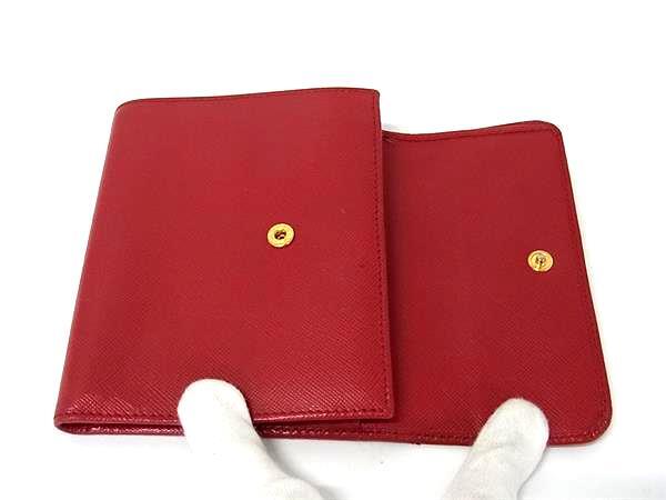 PRADA プラダ 財布 三つ折り財布 レッド サフィアーノレザー レディース ゴールド金具