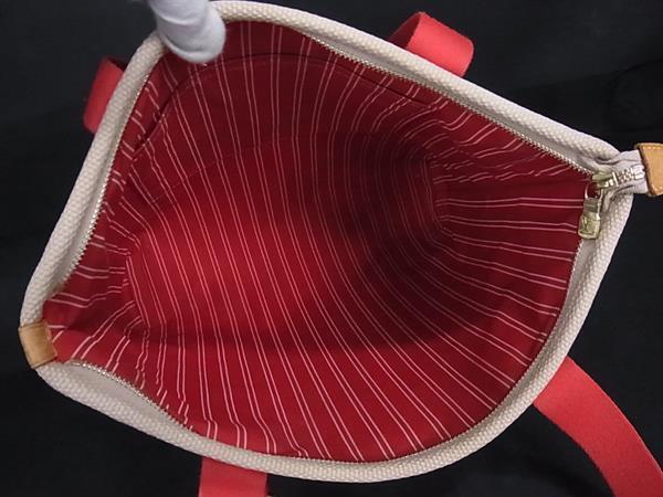 LOUIS VUITTON ルイヴィトン トートバッグ アンティグア カバMM M40035 ベージュ レッド キャンバス レザー レディース ゴールド金具