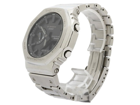 CASIO カシオ 腕時計 Gショック フルメタル GM B2100SD 1AJF シルバー 黒文字盤 SS メンズ ソーラー Bluetooth アナデジ