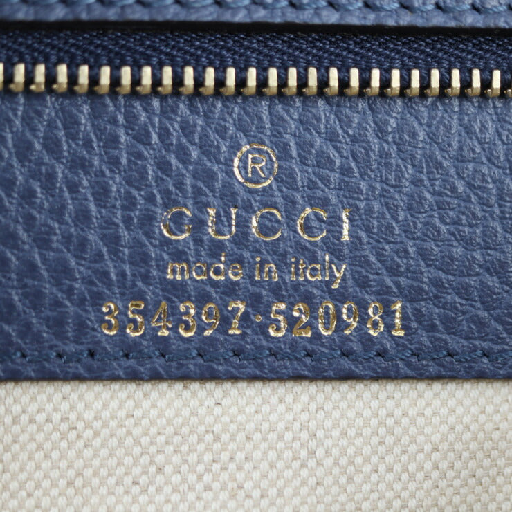 美品 GUCCI グッチ スウィング トート トートバッグ 354397 レザー ネイビー系 ゴールド金具 ショルダーバッグ ラージ