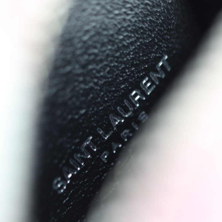 超美品 SAINT LAURENT PARIS サンローランパリ ジェイミーキューブ ポーチ キーホルダー 669964 レザー メタリックピンク シルバー金具 ミニポーチ バッグチャーム スクエア コインケース 小物入れ