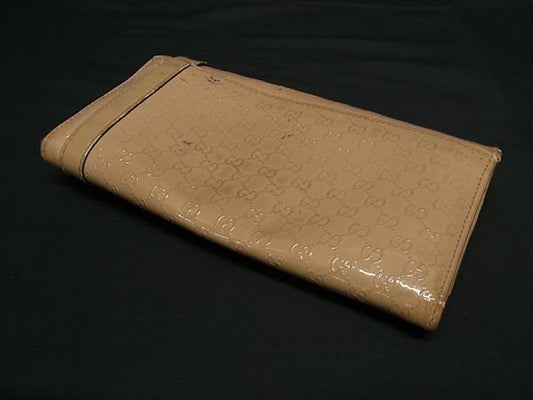GUCCI グッチ 長財布 ニース マイクロ グッチシマ 309760 ベージュ系 パテントレザー レディース 二つ折り