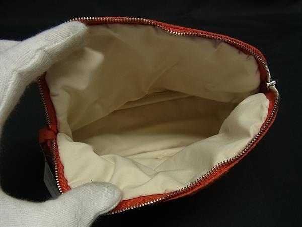 HERMES エルメス ポーチ ボリードポーチミニ 101629M オレンジ系 コットン レディース シルバー金具 新品未使用展示品