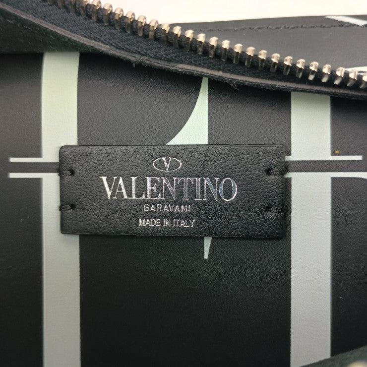 美品 VALENTINO GARAVANI ヴァレンティノ ガラヴァーニ ウエストバッグ VLTN ボディバッグ VY2B0719 GTC 0NI ブラック ホワイト レザー メンズ ショルダーバッグ