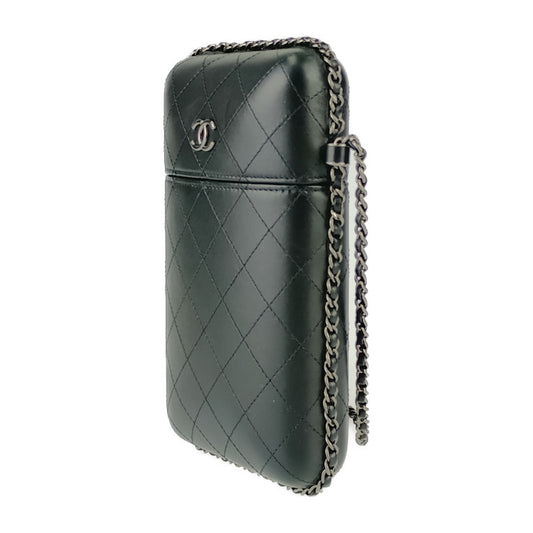 CHANEL シャネル ショルダーバッグ チェーン フォン ホルダー A94471 ブラック シルバー金具 ラムスキン レディース フォンケース ポシェット ココマーク マトラッセ