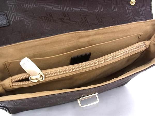 美品 dunhill ダンヒル クラッチバッグ D-EIGHT ディーエイト - ダークブラウン PVC レザー メンズ セカンドバッグ ゴールド金具