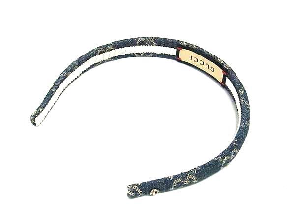 GUCCI グッチ カチューシャ GGマーモント 652835 ネイビー デニム レディース GG柄