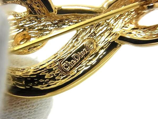 ChristianDior ディオール ブローチ ゴールド メタル ラインストーン レディース 音符 ト音記号 美品