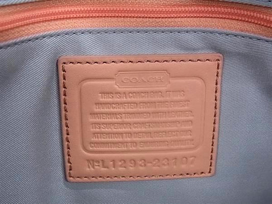 COACH コーチ トートバッグ シグネチャー 23107 ライトブルー キャンバス レザー レディース 美品