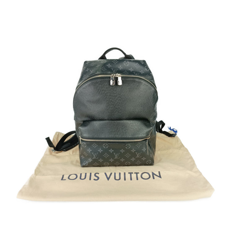超美品 LOUIS VUITTON ルイ ヴィトン リュックサック ディスカバリー・バックパック M30230 ブラック グレー シルバー金具 タイガ・レザー モノグラム・エクリプス キャンバス メンズ タイガラマ