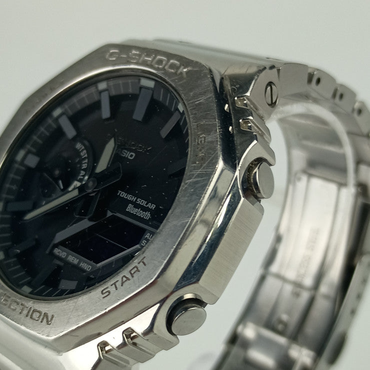 CASIO カシオ 腕時計 Gショック フルメタル GM-B2100D-1AFJ シルバー ブラック文字盤 ステンレス メンズ アナデジ Bluetooth タフソーラー