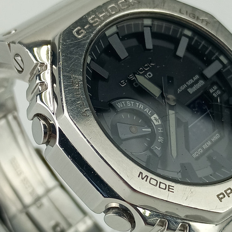 CASIO カシオ 腕時計 Gショック フルメタル GM-B2100D-1AFJ シルバー ブラック文字盤 ステンレス メンズ アナデジ Bluetooth タフソーラー