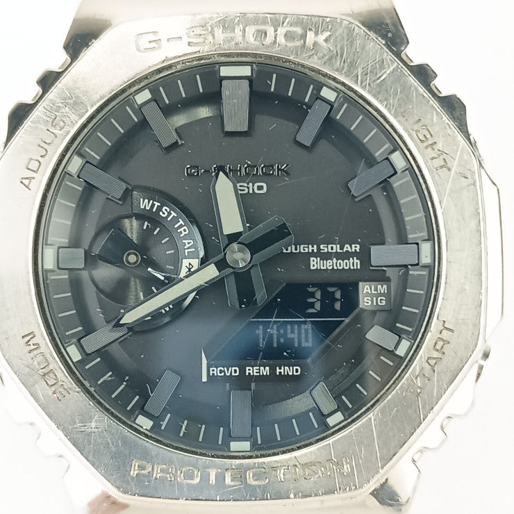 CASIO カシオ 腕時計 Gショック フルメタル GM-B2100D-1AFJ シルバー ブラック文字盤 ステンレス メンズ アナデジ Bluetooth タフソーラー