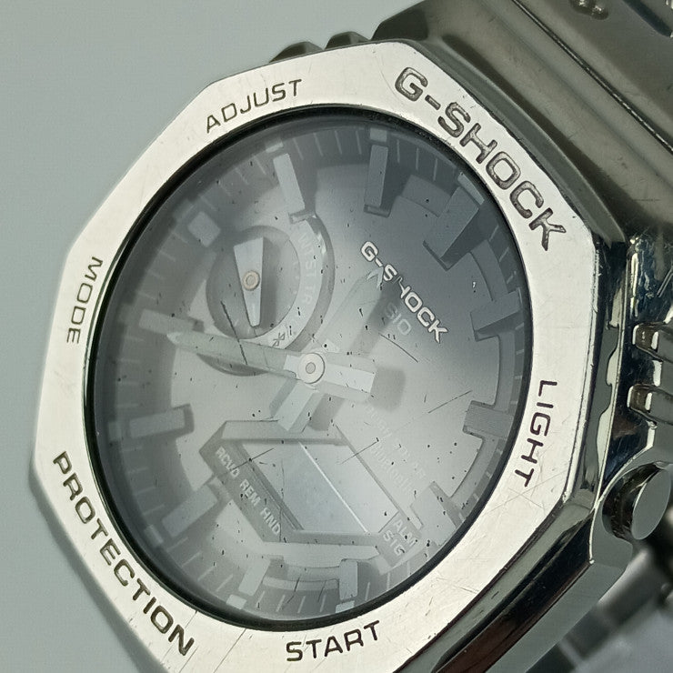 CASIO カシオ 腕時計 Gショック フルメタル GM-B2100D-1AFJ シルバー ブラック文字盤 ステンレス メンズ アナデジ Bluetooth タフソーラー