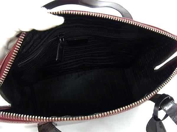 PRADA プラダ ハンドバッグ - ボルドー ブラック パテントレザー レディース シルバー金具