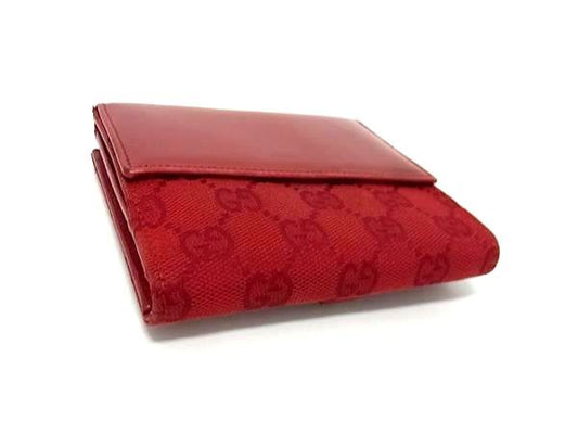 GUCCI グッチ 財布 ジャッキー 035 2091 2131 レッド GGキャンバス×レザー レディース GG柄 二つ折り 財布 シルバー金具